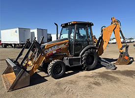 2021 Case 580N EP Loader Backhoe for sale in Sacramento, California. 74HP Tier 4 diesel engine, 4-speed transmission, 4x4, EROPS cab with AC, heat, AM/FM, control pattern selector, auxiliary hydraulics, 83" loader bucket, 18" backhoe bucket with teeth, quick coupler, pneumatic tires. 610 hours, serial number JJGN58EPTMC770416.